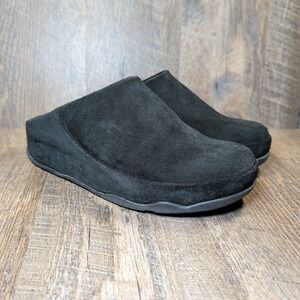 FitFlop Women's Shuv Black Suede Slip On Comfort Mules Clogs 317-001 Size 8